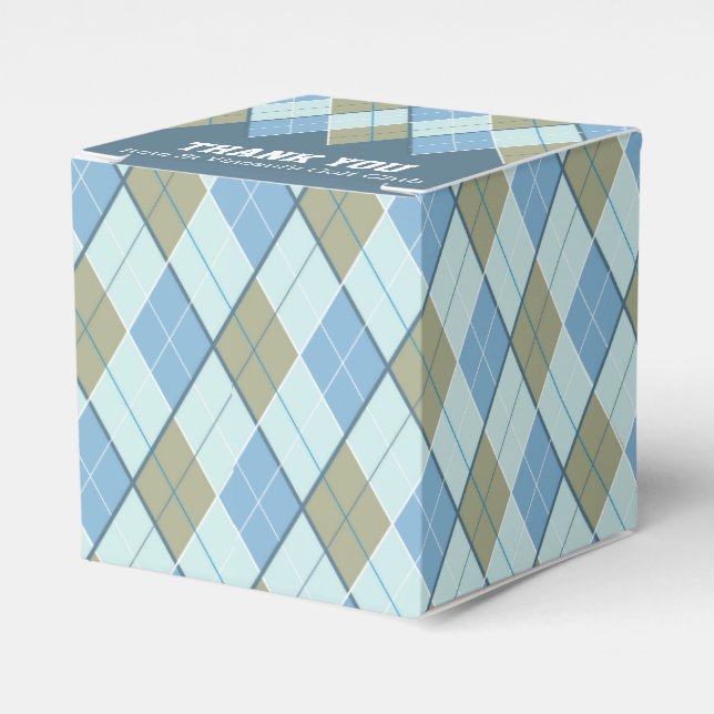 Argyle style blue brown golf thank you gift box (Front Side)