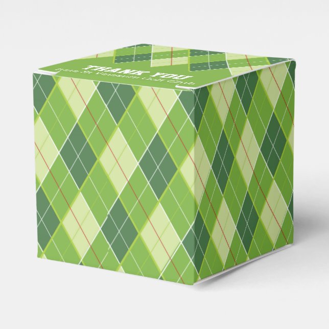 Argyle style green golf thank you gift box (Front Side)