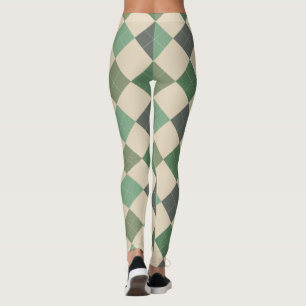 Argyle Textile Pattern Leggings 03 Small