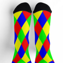 Argyle Type Green Red and Yellow Socks