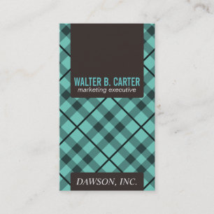 Argyle Vertical (Aqua Green & Brown) Business Card