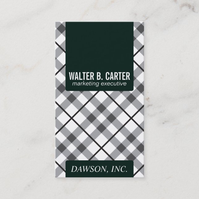 Argyle Vertical (Green) Business Card (Front)