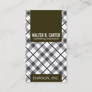 Argyle Vertical (Yellow Green & White) Business Card