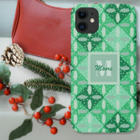 Argyle with Ovals in Green Ombre Phone Case
