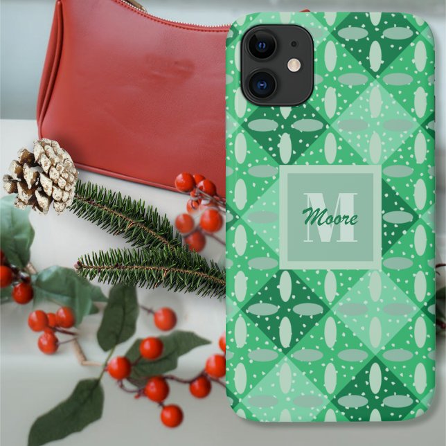 Argyle with Ovals in Green Ombre Phone Case (Argyle with Ovals in Green Ombre Phone Case by Leapfroglisics Shop)