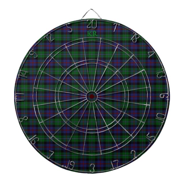 Argyll District Tartan with monogram / initials Dartboard (Front)