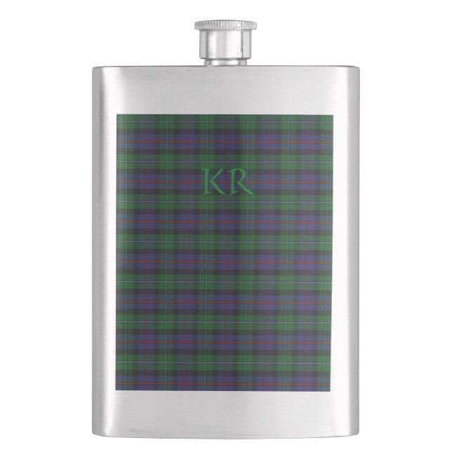 Argyll District Tartan with monogram / name Hip Flask (Front)