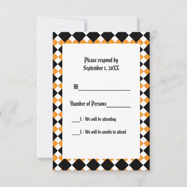 Argyll Ivory XI (Orange) RSVP Card (Front)