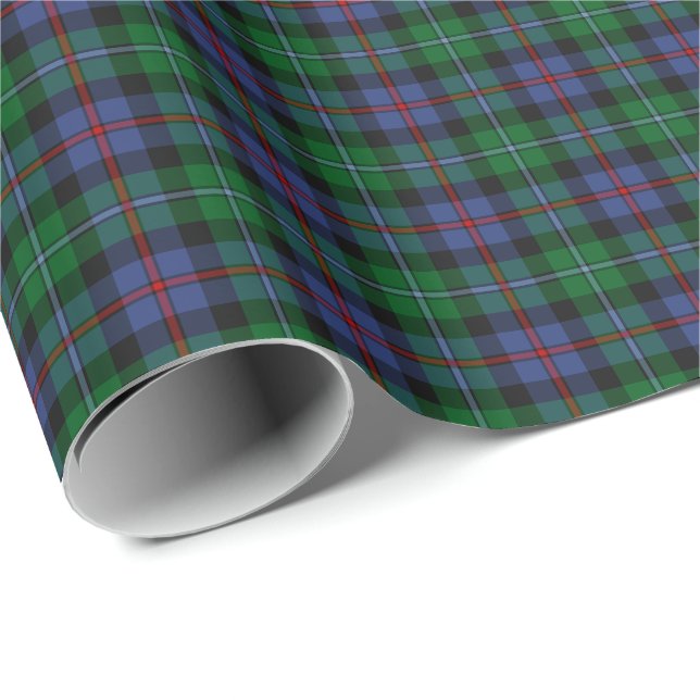 Argyll Scotland Tartan Blue and Green Plaid Wrapping Paper (Roll Corner)