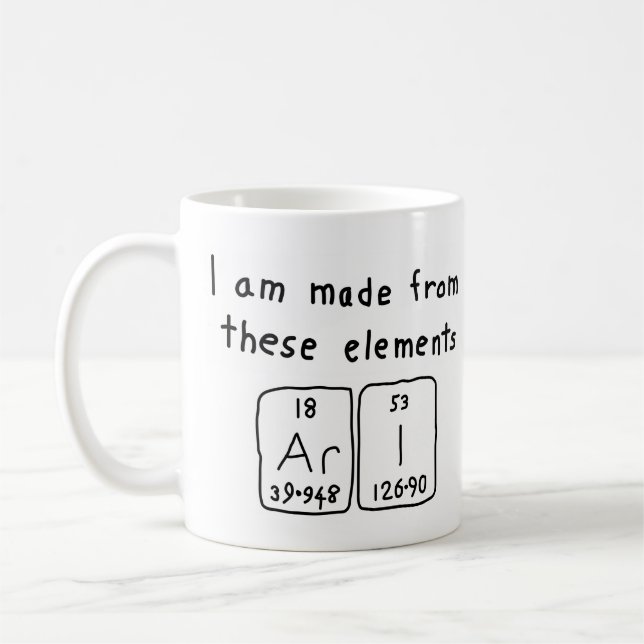 Ari periodic table name mug (Left)
