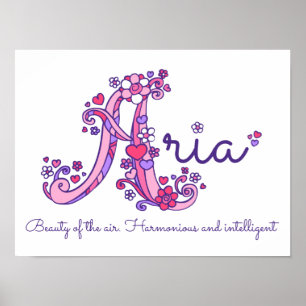 Aria girls name decorative custom meaning poster