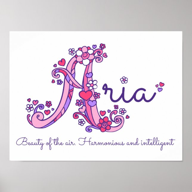 Aria girls name decorative custom meaning poster (Front)