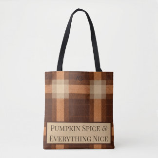 Aria Grace Autumn Hearth Cosy Plaid Pattern Vol 17 Tote Bag