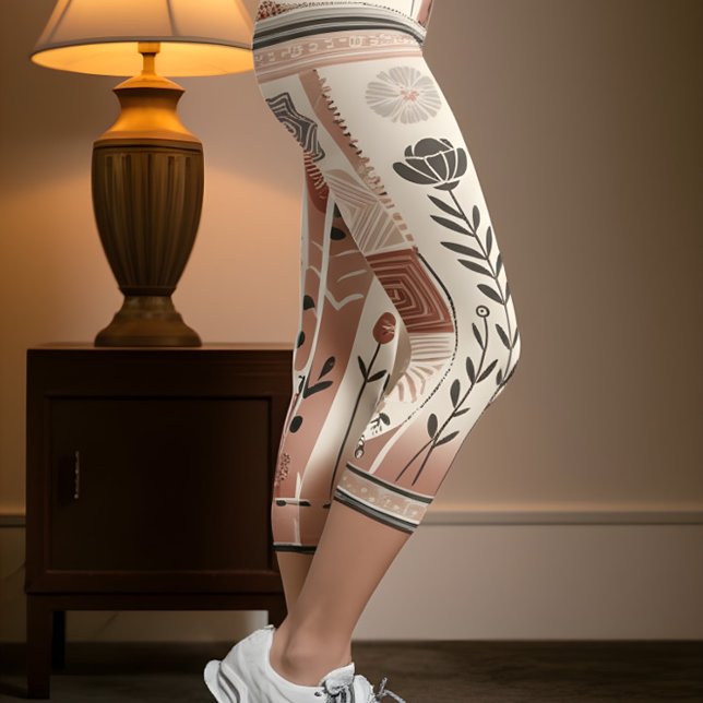 Aria Grace Earth & Spirit Minimalist Tribal Capri Leggings (Pose 3.1 – Grounded Confidence)