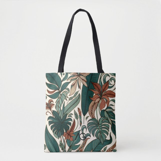 Aria Grace Linear Rhythm Botanical Line Art Print Tote Bag (Front)