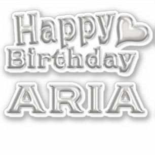 Aria Happy Birthday silver Sticker