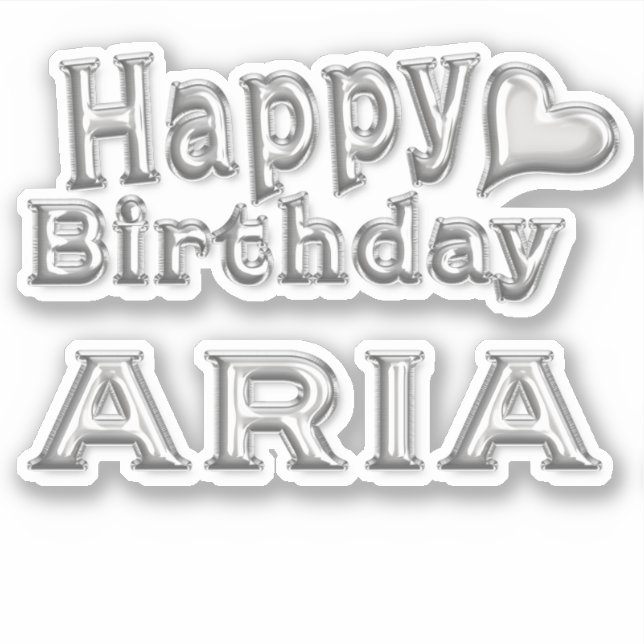 Aria Happy Birthday silver Sticker (Front)