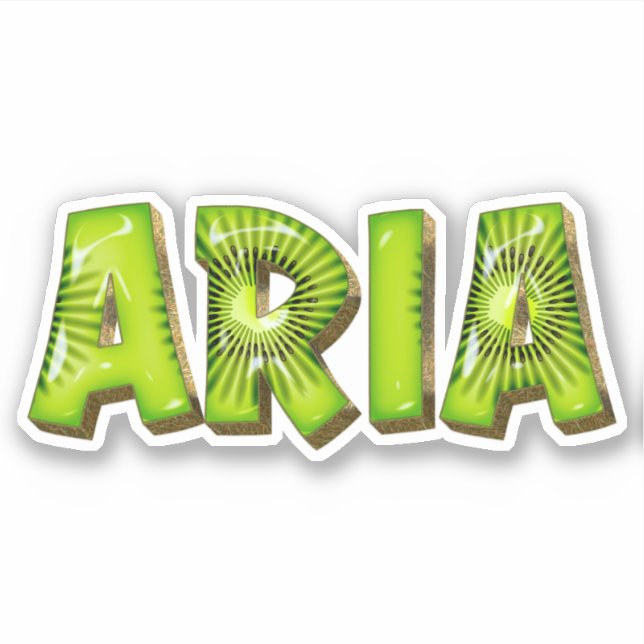 Aria Name Kiwi Design Sticker (Front)