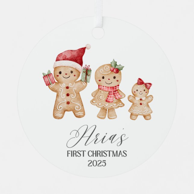 Aria Personalized Baby's First Christmas Metal Tree Decoration (Front)