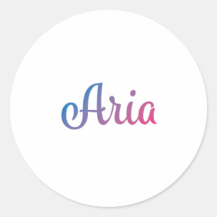 Aria Stylish Cursive Classic Round Sticker