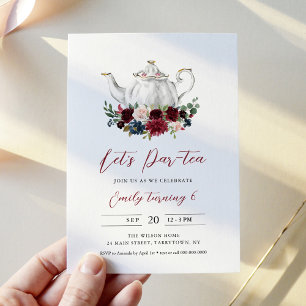 ARIA Tea Party Birthday Invitation - Merlot