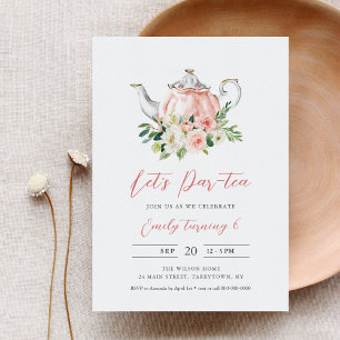 ARIA Tea Party Birthday Invitation - Pink
