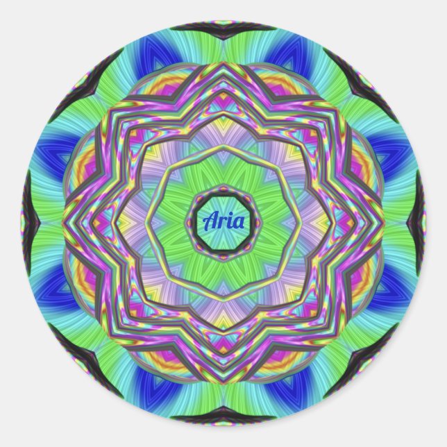 ARIA WOW! Pretty Green Lilac Blue Pink ~ Classic Round Sticker (Front)