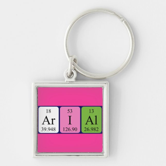 Arial periodic table name keyring (Front)
