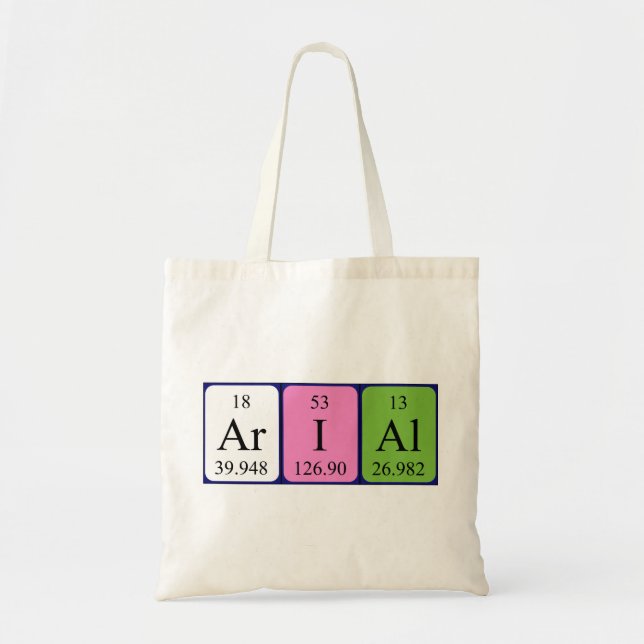 Arial periodic table name tote bag (Front)