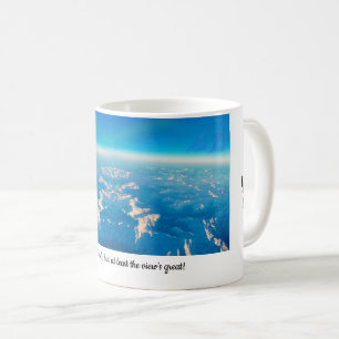 Arial view snow capped mountain coffee mug