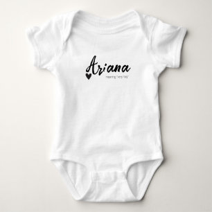 Ariana Name Reveal Meaning Minimal Modern Black Baby Bodysuit