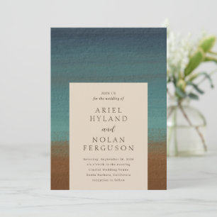 Ariel Abstract Coastal 3 Modern Wedding Invitation