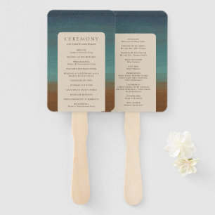 Ariel Abstract Coastal 3 Modern Wedding Program Hand Fan