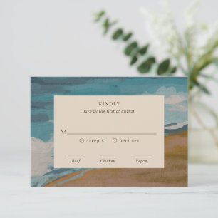 Ariel Abstract Coastal 4 Modern Wedding RSVP Card