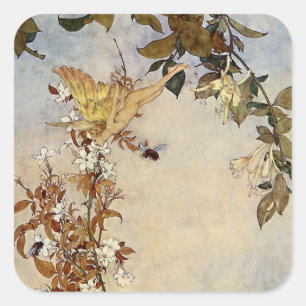 “Ariel and the Bee” by Edmund Dulac Square Sticker