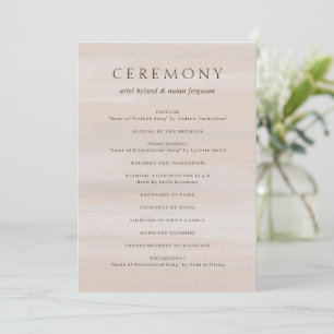 Ariel Beige Abstract Watercolor Modern Wedding Programme