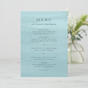 Ariel Blue Abstract Watercolor Modern Wedding Menu
