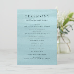 Ariel Blue Abstract Watercolor Modern Wedding Programme