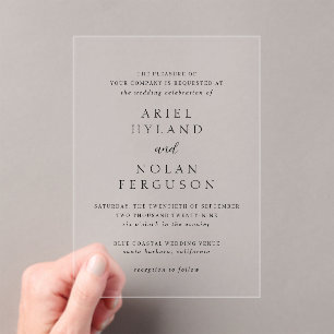 Ariel Elegant Modern Wedding Acrylic Invitations