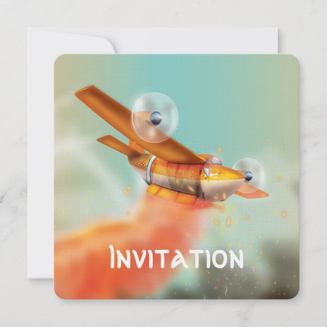 Ariel Firefighting fire plane Invitation (Front)