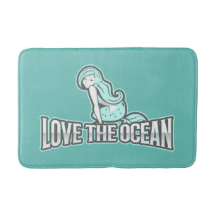 Ariel mermaid party Blue Bath Mat