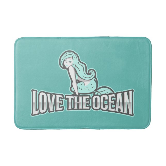 Ariel mermaid party Blue Bath Mat (Front)