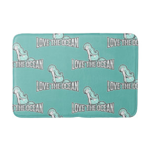 Ariel mermaid party Blue Bath Mat