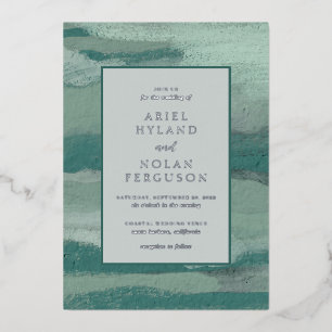 Ariel Teal Green Abstract Coastal Modern Wedding