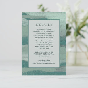 Ariel Teal Green Abstract Coastal Modern Wedding Enclosure Card