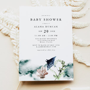 ARIEL Tropical Ocean Coral Manta Ray Baby Shower Invitation