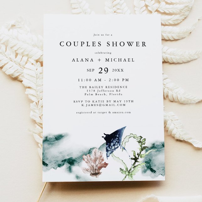 ARIEL Tropical Ocean Marine Beach Couples Shower Invitation (Creator Uploaded)