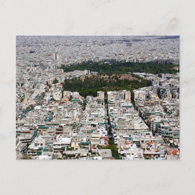 Ariel View of Athens on a Postcard (Front)