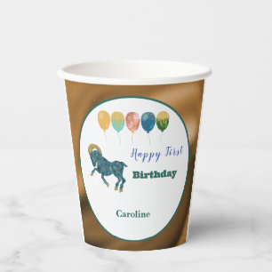 Aries 1st Birthday Gold Foil Elegant Zodiac Paper Cups