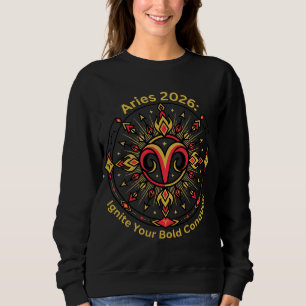 Aries 2026 Zodiac Mandala Bold Fire Sign Astrolo Sweatshirt